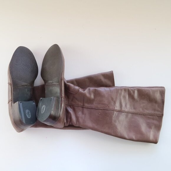 Via Uno With Vibram Sole Brown / Taupe Leather Knee-length Riding Boots - Picture 3 of 10